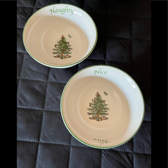 Naughty or Nice Spode Christmas Tree 🎄 Set of Two Dip Bowls - Picture 1 of 5